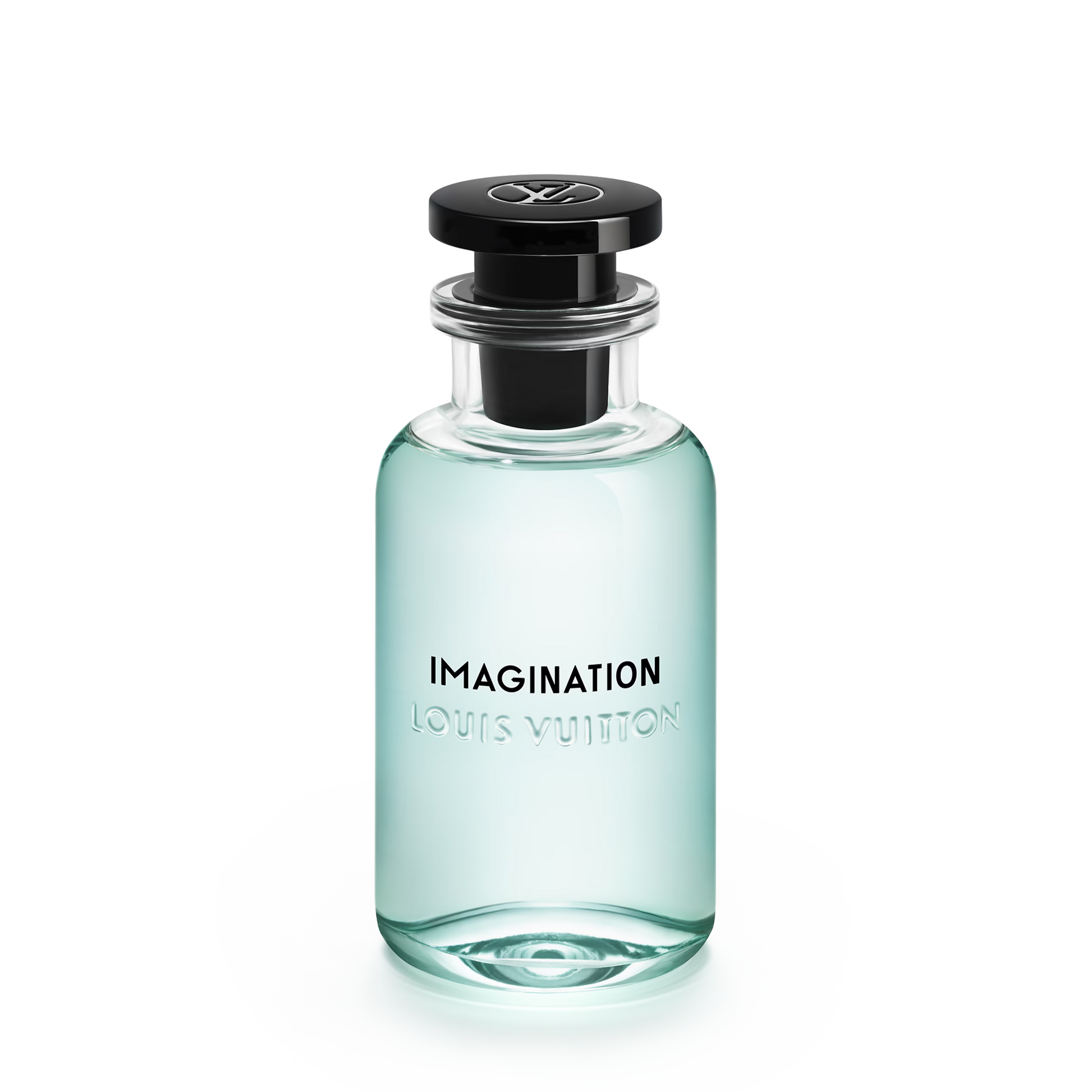 Louis Vuitton 'Imagination' perfume bottle on a white background