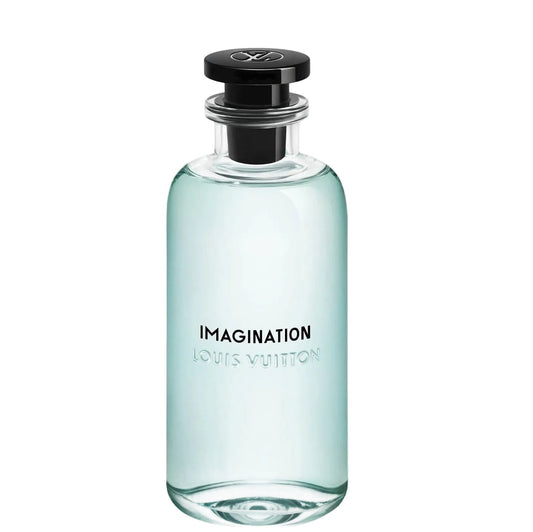 Louis Vuitton Imagination perfume bottle on a white background