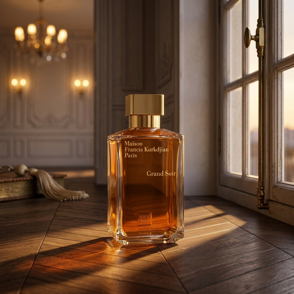 Maison Francis Kurkdjian Grand Soir Eau de Parfum flacon ambiance | Décant parfum de niche Maroc - Niche.ma