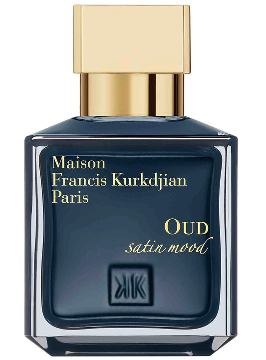 Perfume bottle of Maison Francis Kurkdjian Oud satin mood on a white background