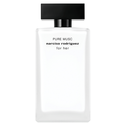 Perfume bottle of Pure Musc by Narciso Rodriguez on a white background